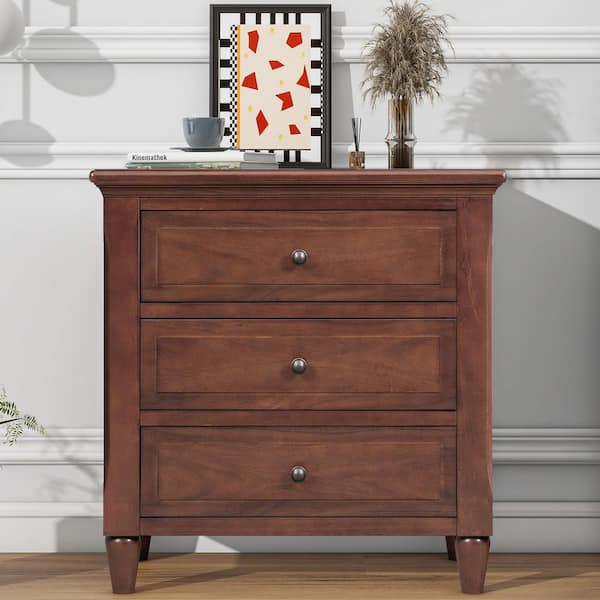 Modern Series Brown 3-Drawer 28 in. W Nightstand Simple Classic Design Practical Contemporary Style for All Ages
