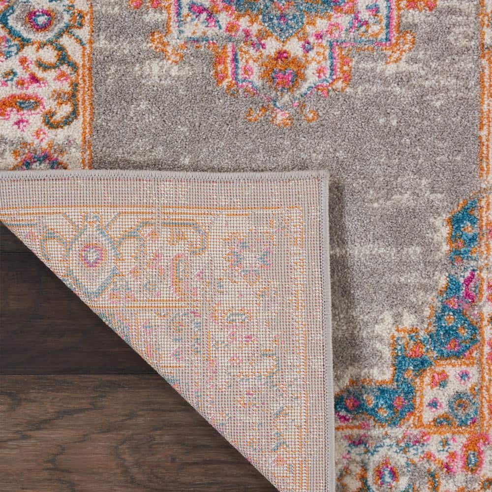 Gray Geometric Synthetic Boho-Chic Area Rug