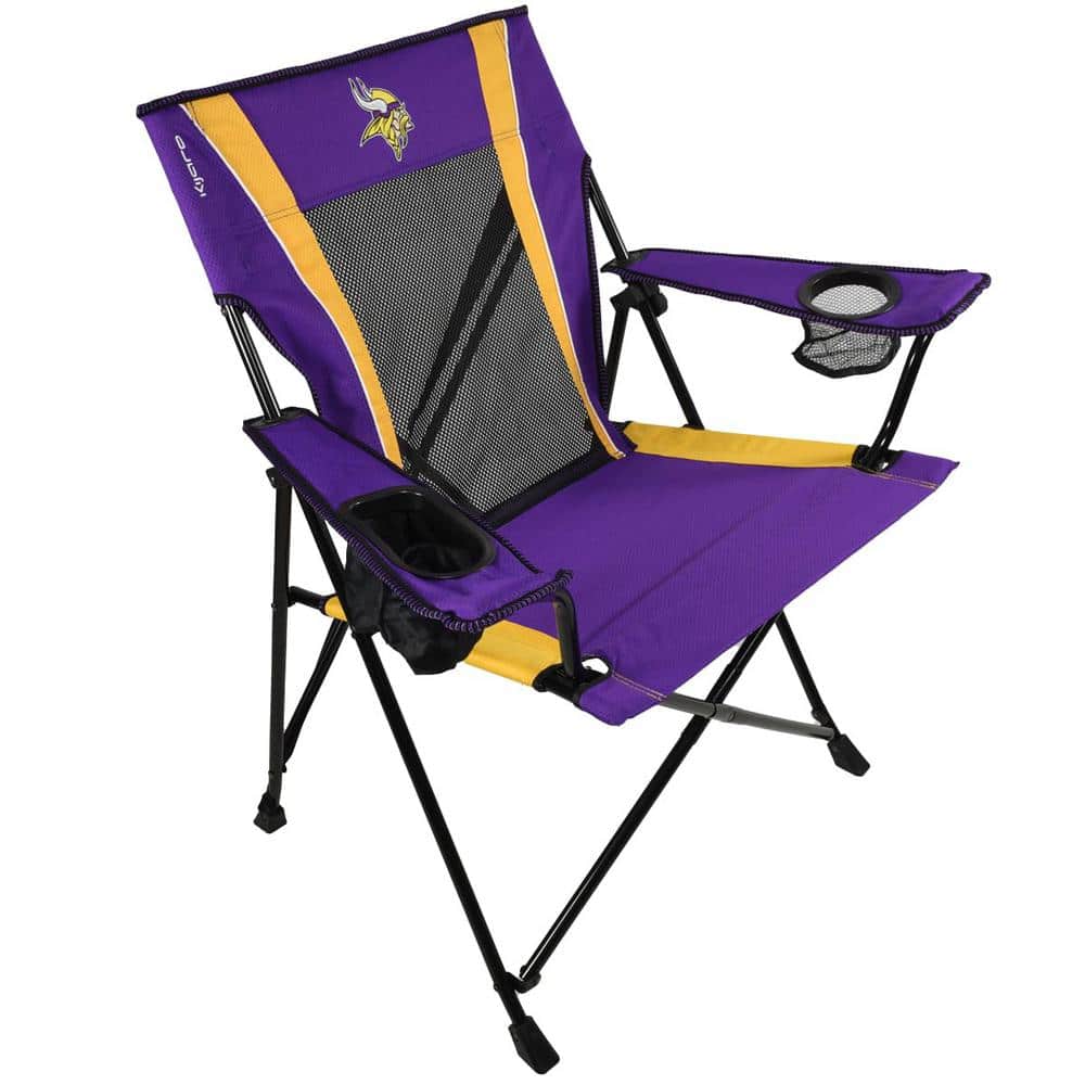 Premium Pro Football Minnesota Vikings Purple and Gold Polyester Camping Chair with Cup Holder