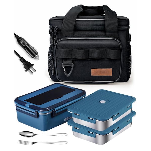 80W Electric Lunch Box Food Warmer with Insulated Bag, 1.8L Portable Heated Lunchbox for Car, Truck, Office & Home Use