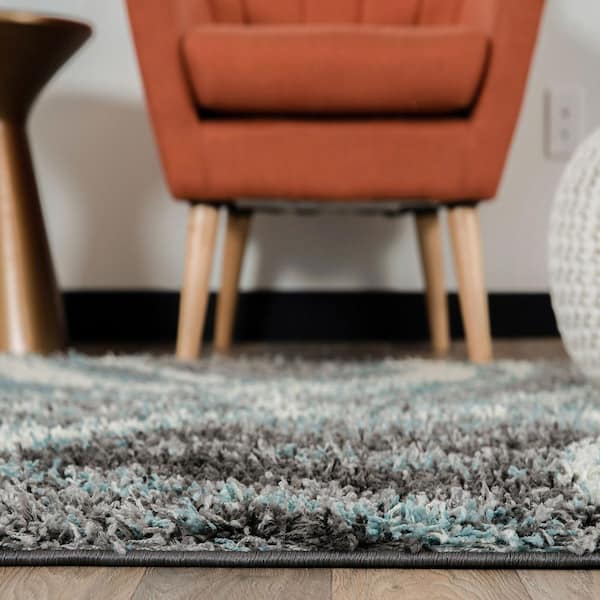 Blue 7 ft. 10 in. x 10 ft. Contemporary Cozy Plush Shag Area Rug