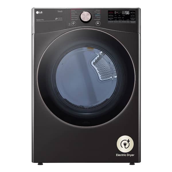 7.4 Cu. Ft. Vented SMART Stackable Electric Dryer in Black Steel with TurboSteam and Sensor Dry Technology