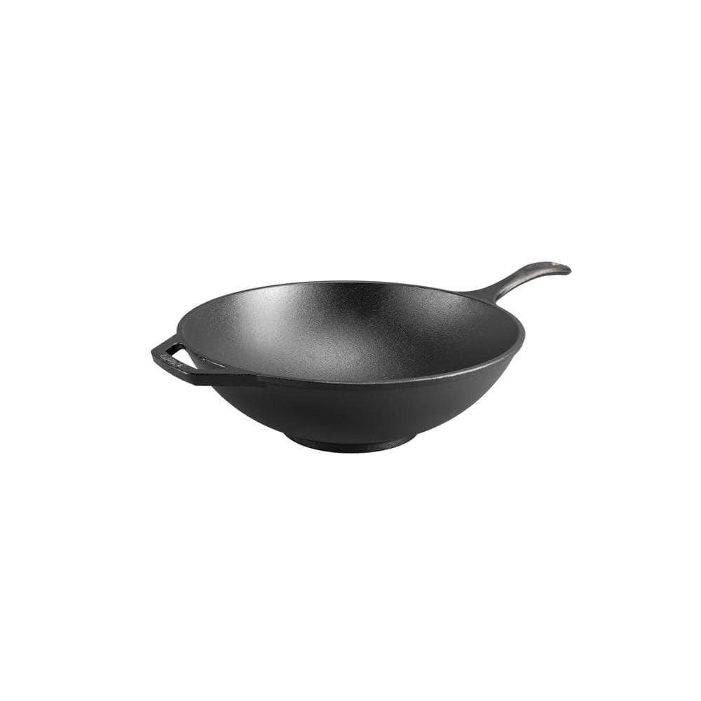 12.5 Inch Black Cast Iron Chef Style Wok