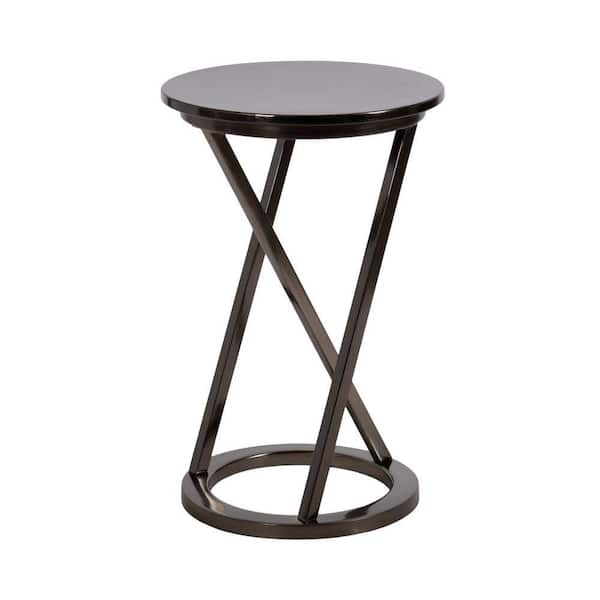 Aja 15 in. Pewter Round Metal End Table