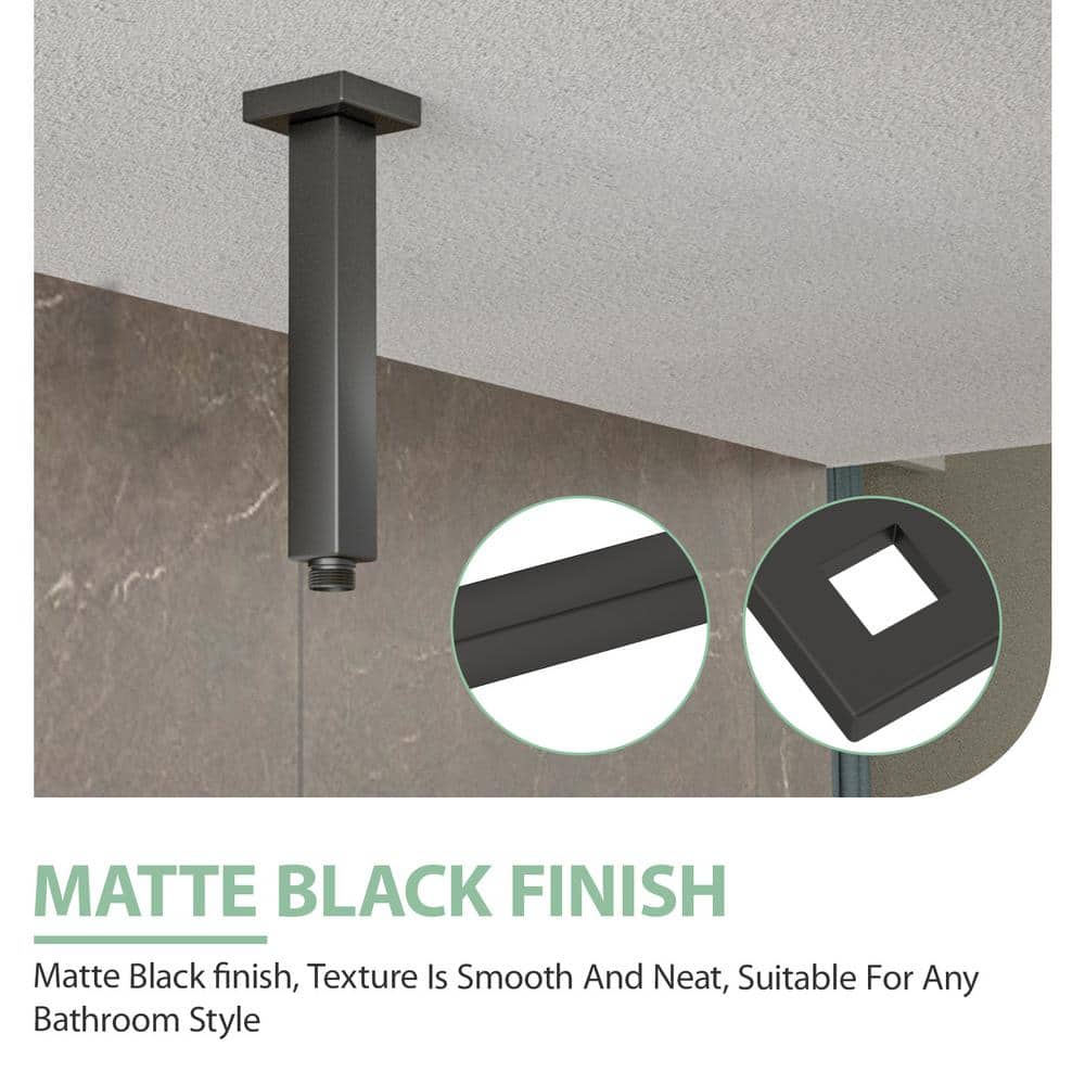Matte Black Stainless Steel Ceiling Mounted Shower Arm