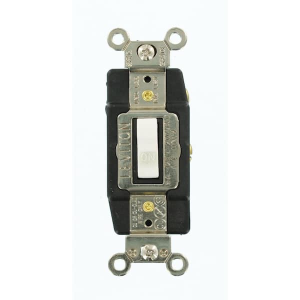 Leviton 15 Amp Industrial Grade Heavy Duty Single-Pole Double-Throw Center-OFF Maintained Contact Toggle Switch, White