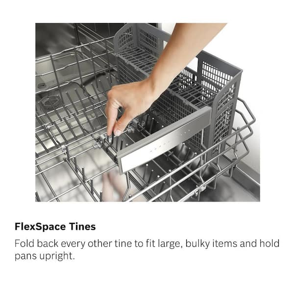 Bosch 300 Series 24 in. Stainless Steel Top Tall Tub Dishwasher with Stainless Steel Tub and 3rd Rack, 44dBA SHSM63W55N - The