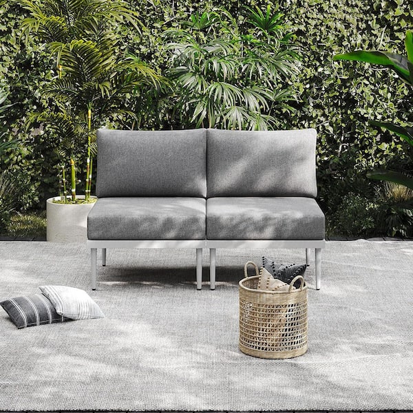 AURA OUTDOOR 2 Piece Metal Outdoor Patio Furniture Set with
