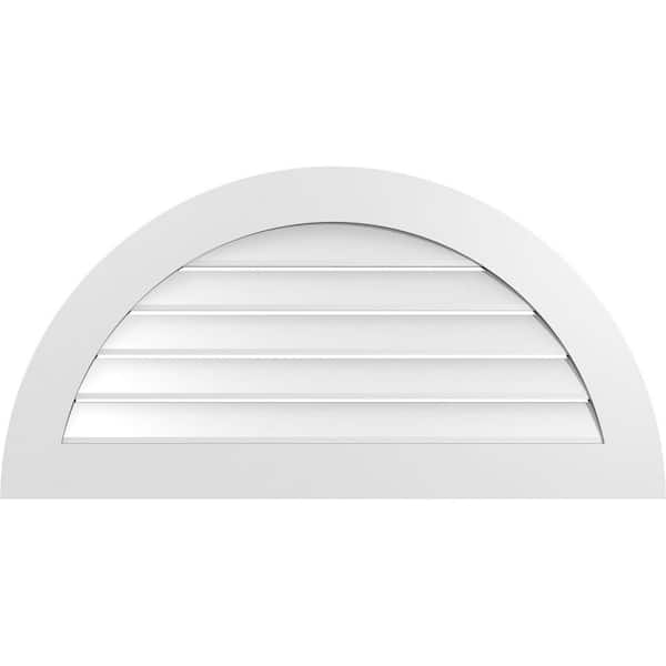 Ekena Millwork 42 in. x 21 in. Half Round Surface Mount PVC Gable Vent: Functional with Standard Frame