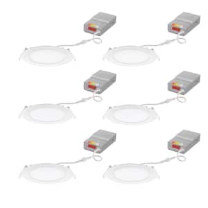 Contractor Select WF4 4 in. Selectable CCT Ultra Slim Canless Integrated LED White Recessed Light Trim (6-Pack)