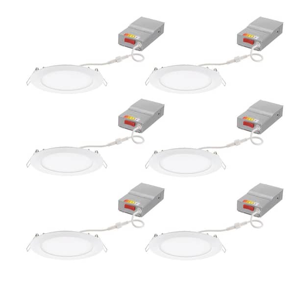 Juno Contractor Select WF4 4 in. Selectable CCT Ultra Slim Canless Integrated LED White Recessed Light Trim (6-Pack)