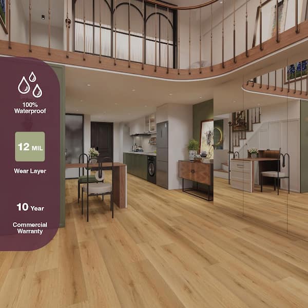 Lina Ridge Oak 12 MIL x 7 in. W x 48 in. L Waterproof Click Lock Luxury Vinyl Plank Flooring (23.8 sq. ft./Case)