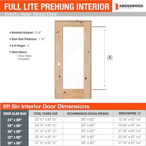 24 in. x 80 in. Krosswood Rustic Knotty Alder 1-Lite with Solid Core Left-Hand Wood Single Prehung Interior Door