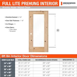 30 in. x 80 in. Rustic Knotty Alder 1-Lite with Solid Core Left-Hand Wood Single Prehung Interior Door