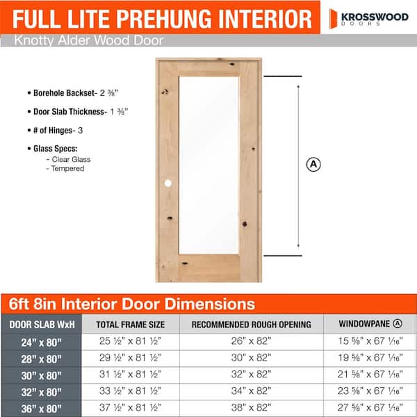 30 in. x 80 in. Rustic Knotty Alder 1-Lite with Solid Wood Core Right-Hand Single Prehung Interior Door