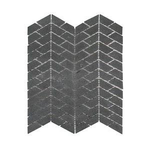 Riverfall Grey 10.75 in. x 11.875 in. Chevron Honed Basalt Wall and Floor Mosaic Tile (8.86 sq. ft./Case)