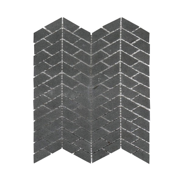 Jeffrey Court Riverfall Grey 10.75 in. x 11.875 in. Chevron Honed Basalt Wall and Floor Mosaic Tile (8.86 sq. ft./Case)