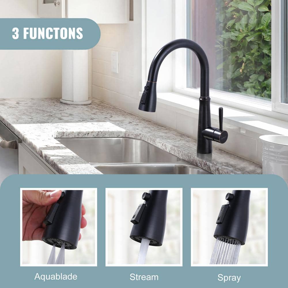 Oil Rubbed Bronze 3-Function Kitchen Faucet Spray Head with 9 Adapters