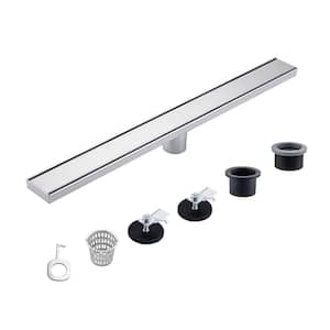 28 in. Stainless Steel Long Rectangular Linear Shower Drain in Brushed Nickel