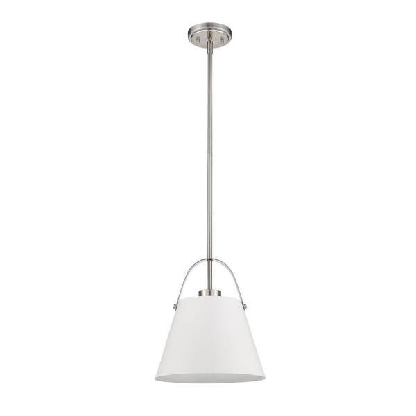 Matte White and Brushed Nickel Contemporary 1-Light Pendant