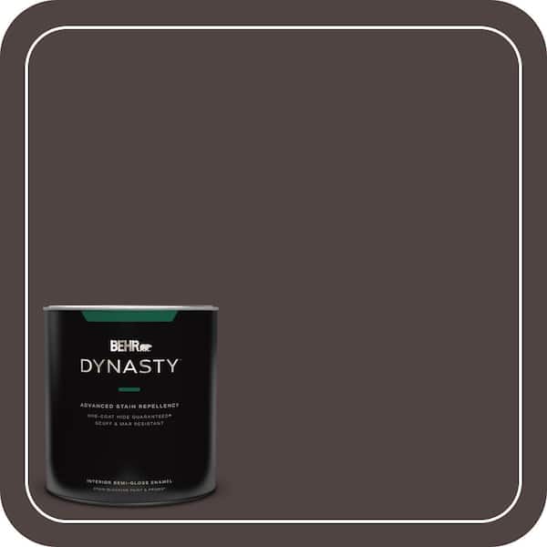 BEHR DYNASTY 1 qt. #QE-24 Manchester Brown Semi-Gloss Enamel Interior Stain-Blocking Paint and Primer