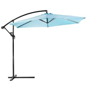 10 ft. Aluminum Market Outdoor Hanging Patio Umbrella in Aqua