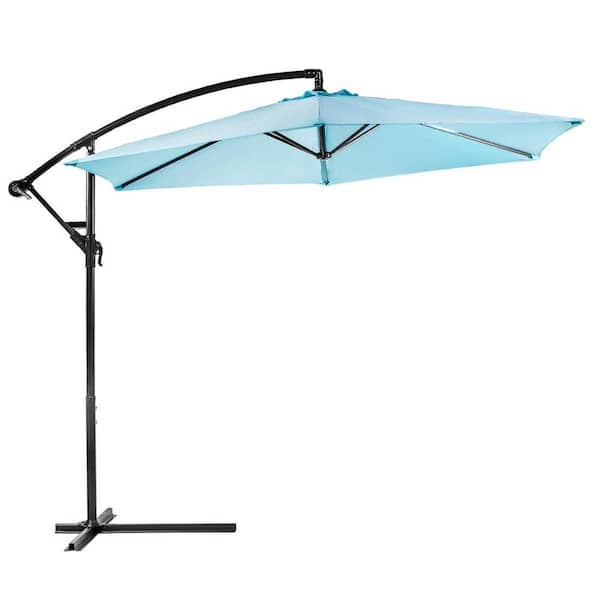 Barton 10 ft. Aluminum Market Outdoor Hanging Patio Umbrella in Aqua