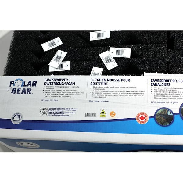 36 in. x 8 in. x 1 in. - 48 Piece/Box - Eavestrough Foam - Gutter Guard