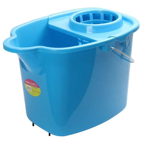 casa LIMPIA 16 qt. Mop Cleaning Bucket with Strainer and Wheels
