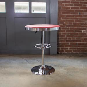 36 in. Red Adjustable Swivel Metal Pub / Bar Table