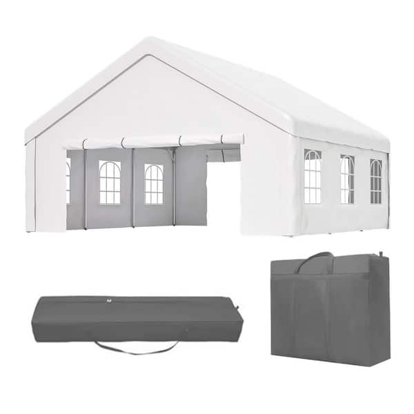 20 ft. x 20 ft. White Heavy Duty Party Tent with 2 Storage Bags & Removable Sidewalls
