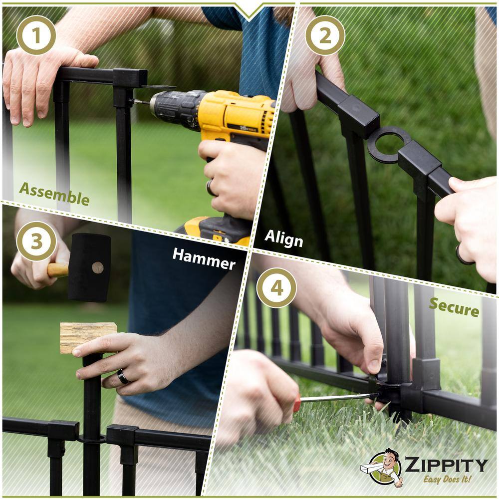 Zurich 3ft Black Poly-Steel No Dig Garden Fence Kit