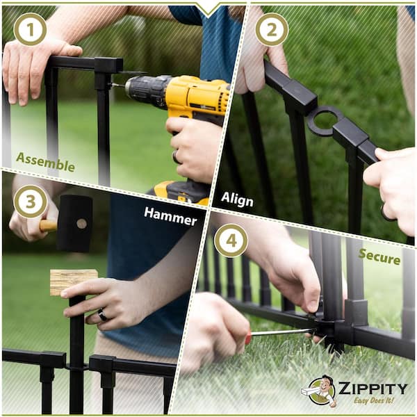 Zippity Outdoor Products 3 ft. H x 3.5 ft. W. Zurich Poly-Steel Spaced Picket Flat Top Metal Fence Panels 2-Panels