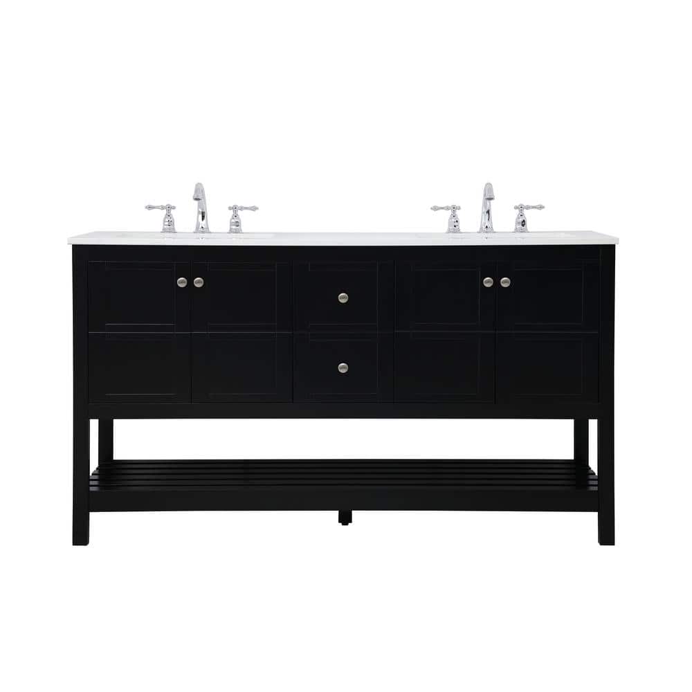 Timeless 60 in. W x 22 in. D x 34 in. H Single Bathroom Vanity in Black wit