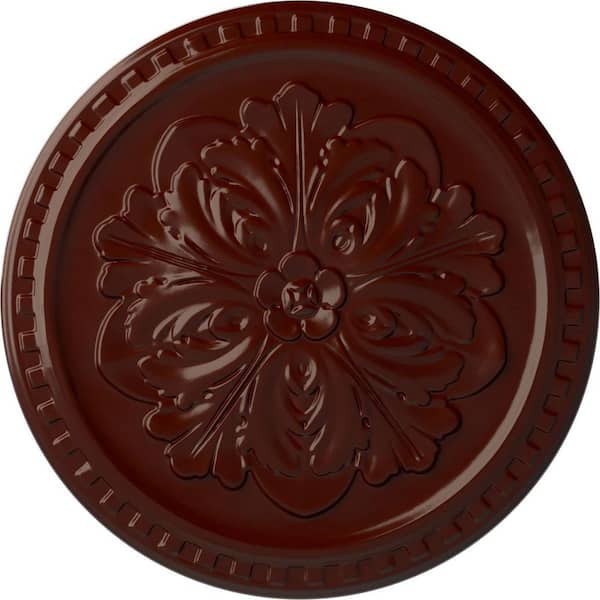 Ekena Millwork 16-7/8" x 5/8" Emeryville Urethane Ceiling Medallion, Brushed Mahogany