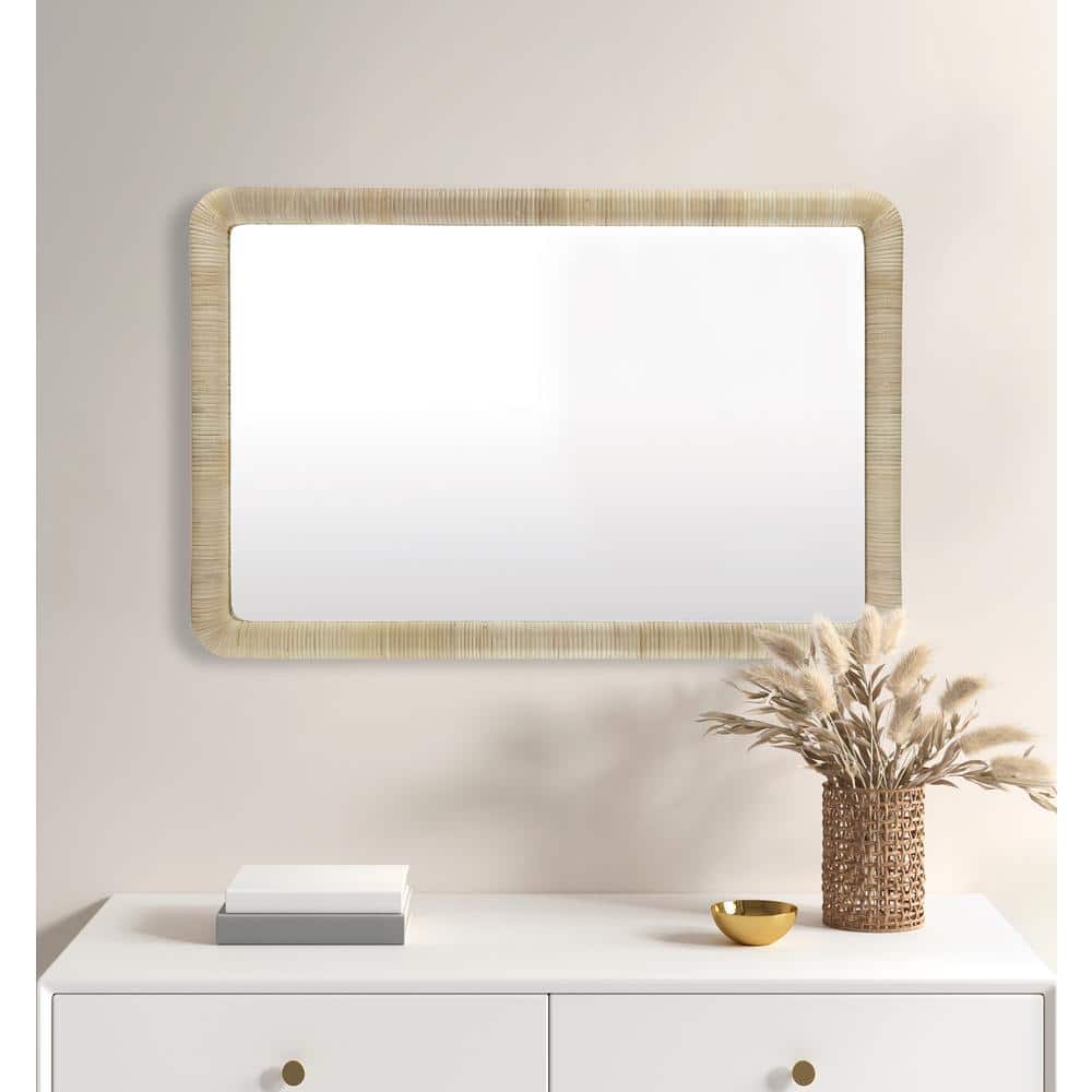 Nova Natural Rattan Rectangle Wall Mirror with Rounded Corners
