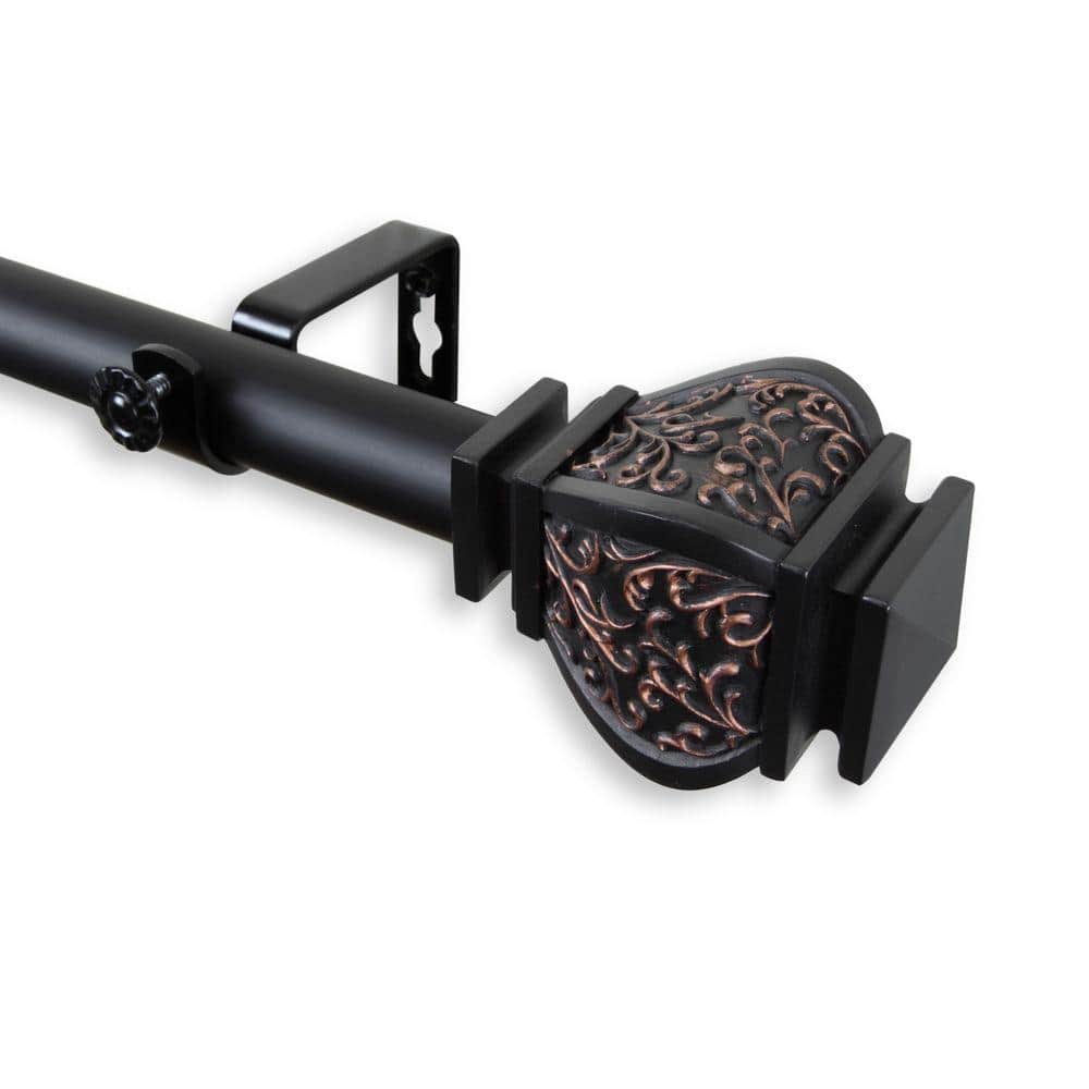 48 in. - 84 in. Telescoping 1 in. Single Curtain Rod Kit in Black with Margot Finial price history on PriceWatchPro