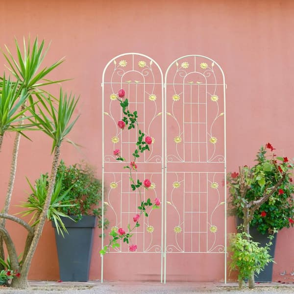 86.7 in. Outdoor Metal Garden Trellis Rustproof Climbing Plants Support in White (4 Packs)