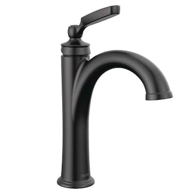 Woodhurst Single Handle Single Hole Bathroom Faucet with Metal Drain Assembly in Matte Black