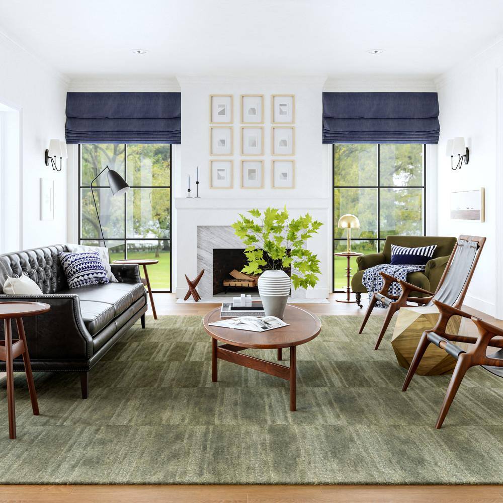 Olive Green Handmade Wool Tufted 6' x 9' Area Rug