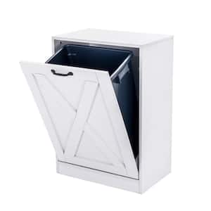 13 Gal. White Finish Wooden Tilt Out Trash Can Cabinet