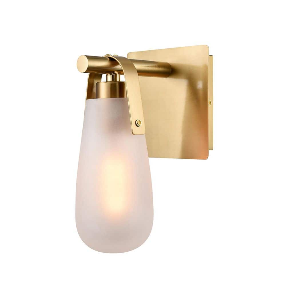 Gold and Frosted Glass Modern Wall Sconce with Dimmable LED