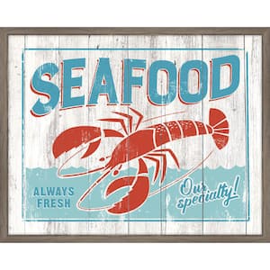 Vintage Seafood Sign Framed Giclee Typography Art Print 27 in. x 22 in.