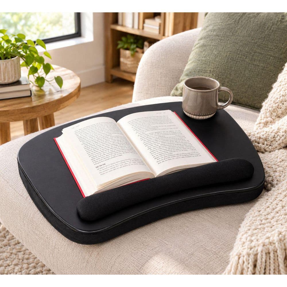 Matte Black 22.35 in. Oversized Lap Desk with Wrist Rest, Portable Tray for Writing or Studying