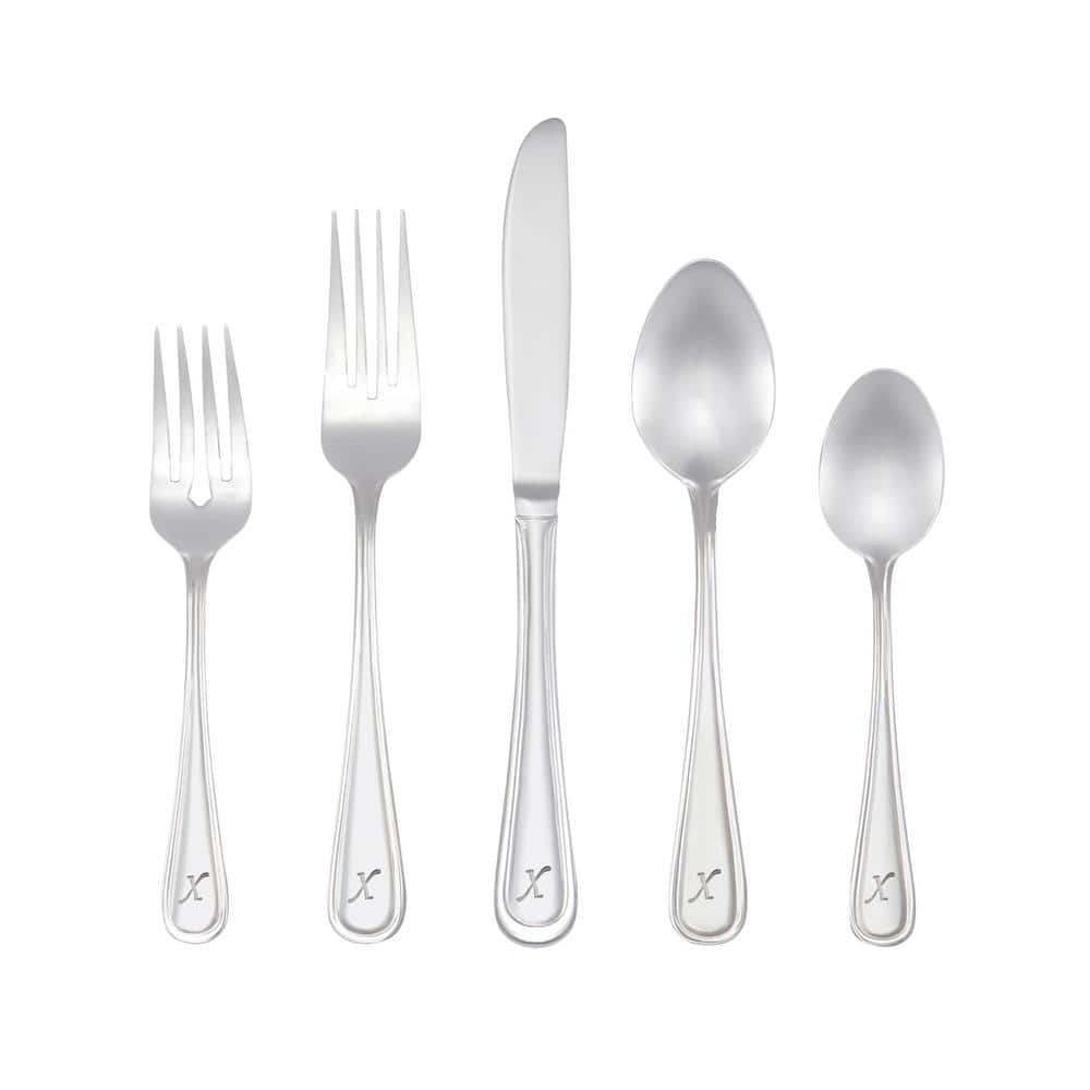 RiverRidge Home Marina Monogrammed Letter X 46-Piece Silver Stainless Steel Flatware Set (Service for 8)