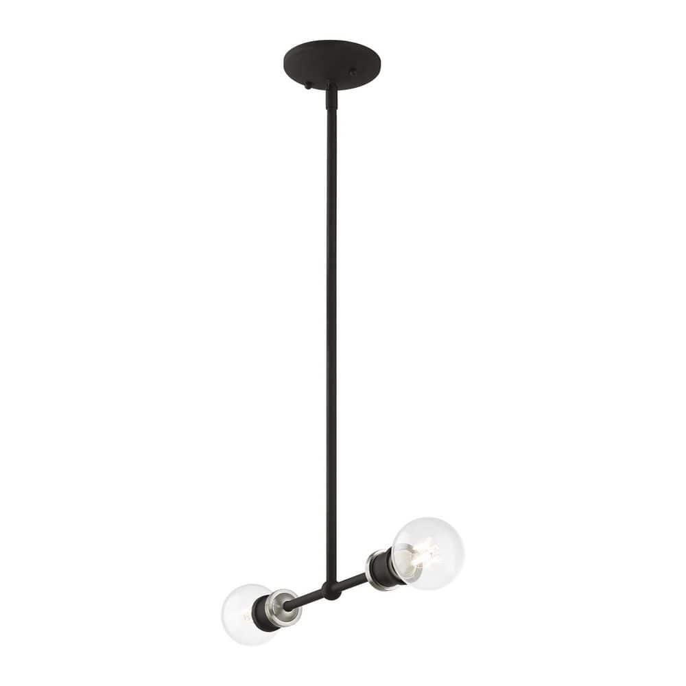 Lansdale Contemporary Black and Brushed Nickel 2-Light Linear Chandelier