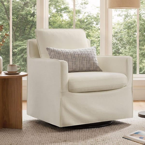 Daro Sand Fabric 360° Swivel Arm Chair with Arms, Stain-resistant, Claw-proof, and Fully Removable Slipcover