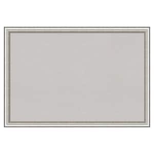 Salon Silver Narrow Framed Grey Corkboard 38 in. x 26 in. Bulletin Board Memo Board