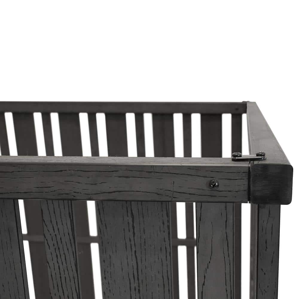 Roanoke Charcoal Vinyl 3-Panel Freestanding Privacy Screen