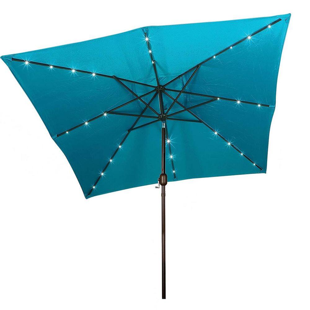 10 ft. x 10 ft. Metal Market Solar Tilt Patio Umbrella in Cerulean